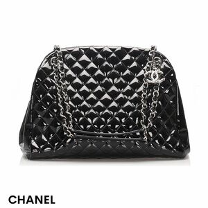 CHANEL Black Quilted Patent Leather Just Mademoiselle Bowler Bag (Excellent)